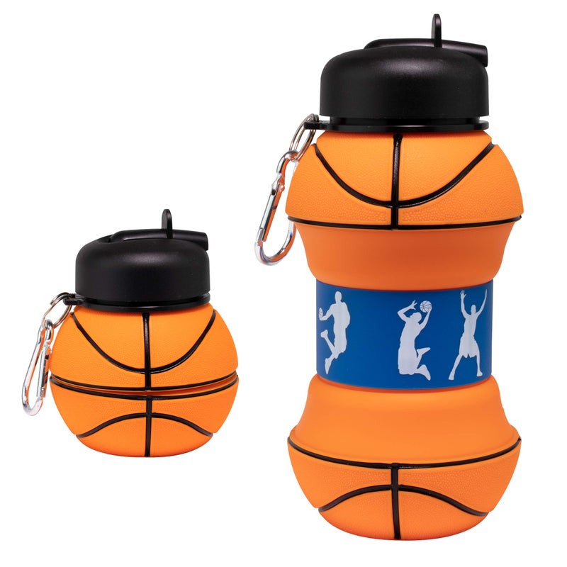 Maccabi Art Clip-On Collapsible BPA-Free Silicone Basketball Water Bottle for Kids, 18 Oz. Size - Image 1
